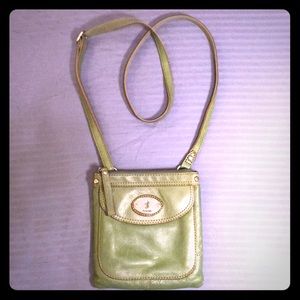 Fossil Green Leather Crossbody Bag